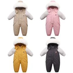 -30 Degree Russia Winter Children Ski Suit Waterproof Plus Velvet Kid Winter Overalls 1-5 Years Baby Boy Jumpsuit Toddler Romper