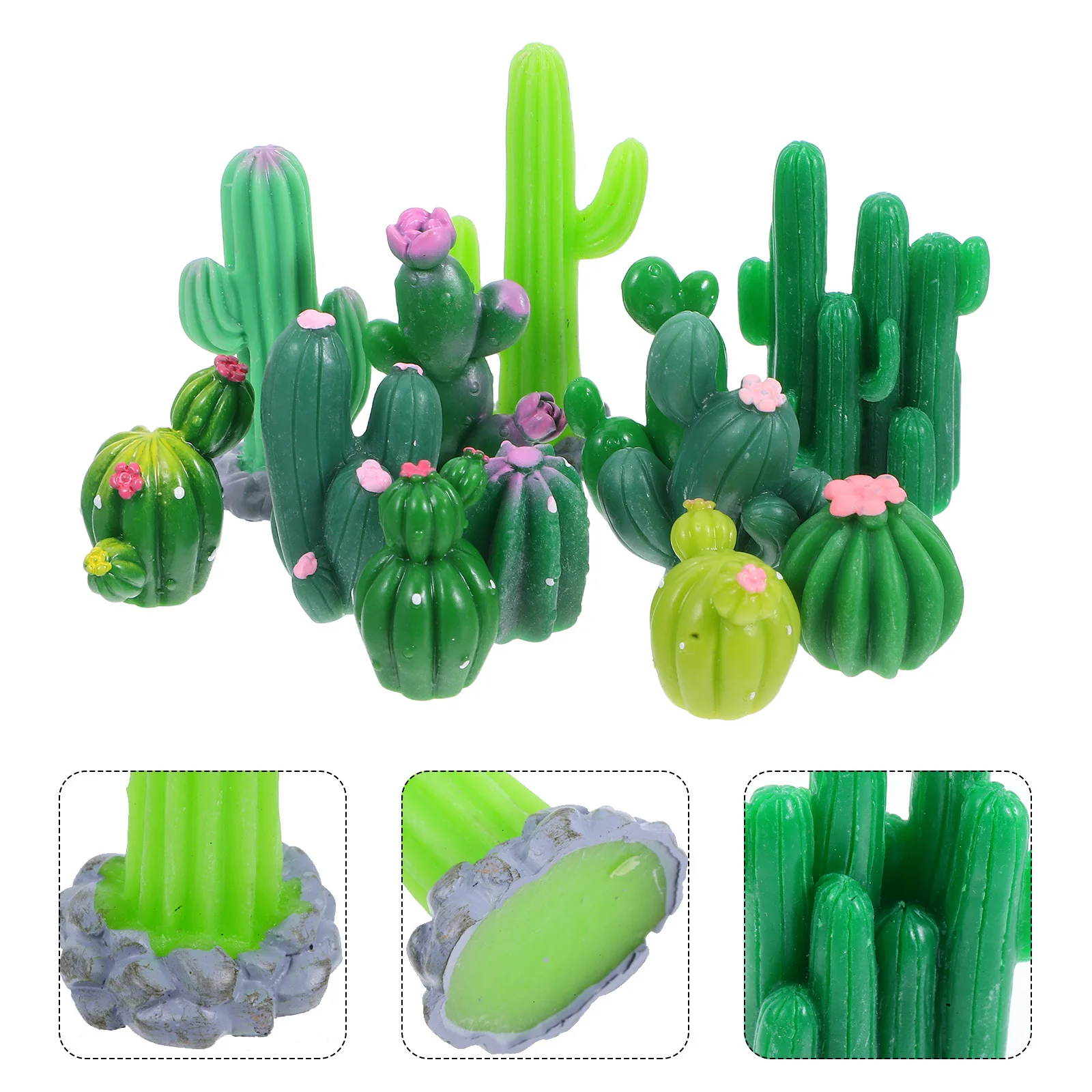 

12pcs Mini Cactus Micro Landscape Resin Desktop Ornament For Office Home Decor Desert Theme Party Kids Diy Craft Succulent