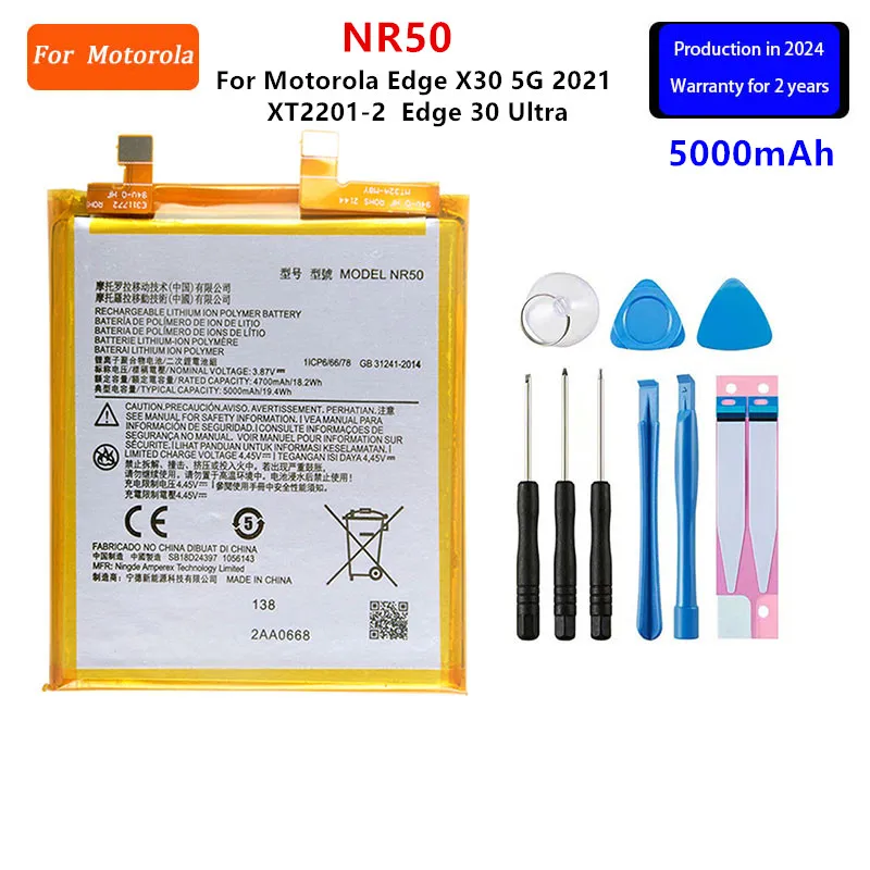 

100% Original NR50 5000mAh Battery For Motorola Edge X30 X30 5G 2021 XT2201-2 Edge 30 Ultra Phone Batteries+Tools