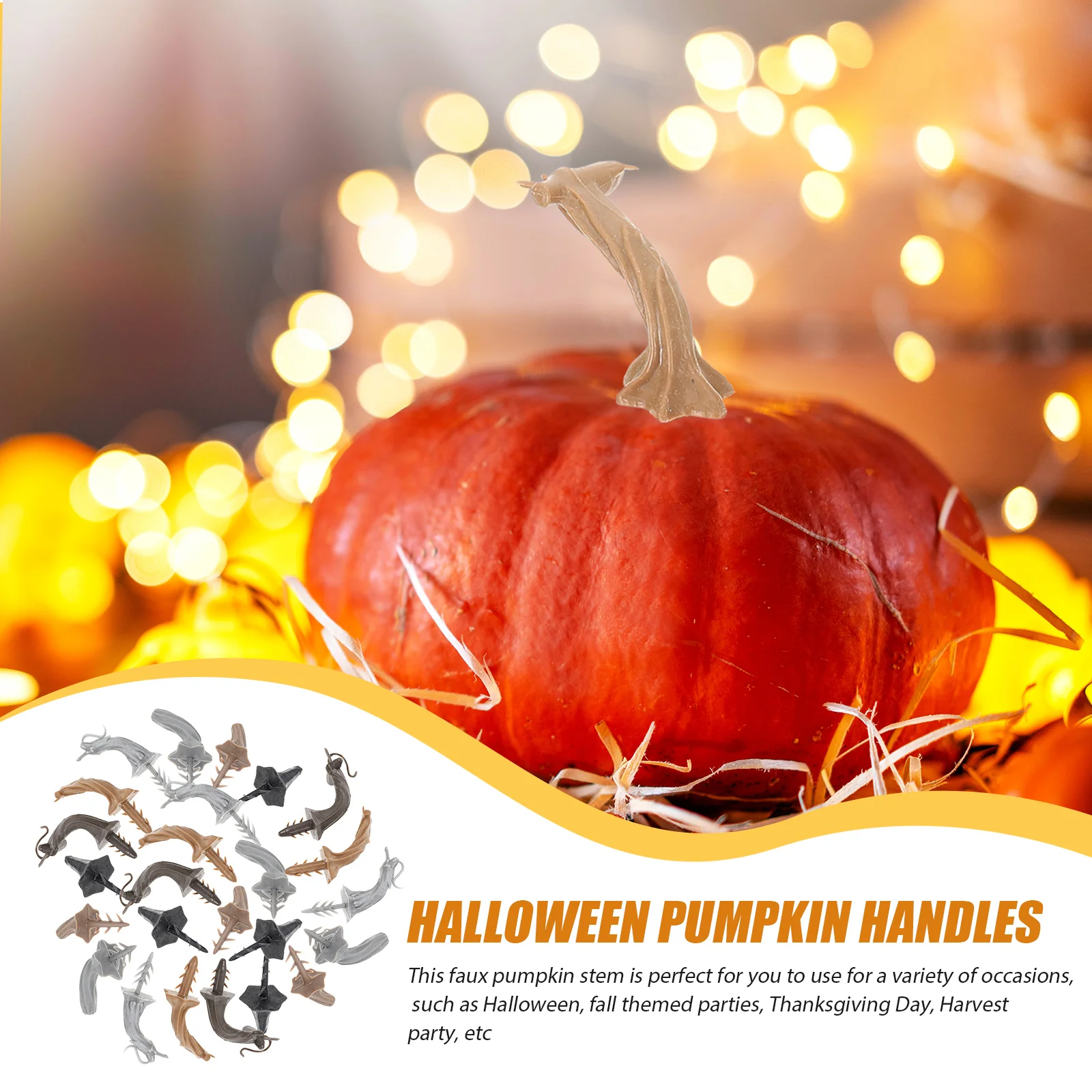 

24 Pcs Pumpkin Accessories Crafts Halloween Accessory Decor Outdoor Harvest Festival Stems Plastic Child