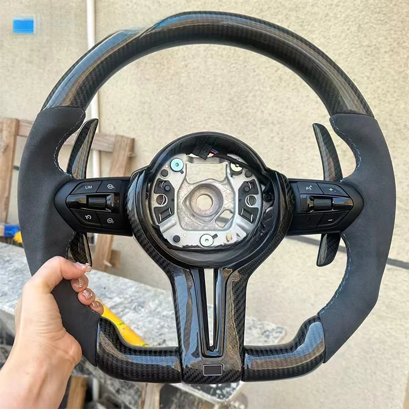 For BMW F01 F06 F10 F11 F12 F20 F21 F22 F25 F26 F30 F31 F32 Upgraded Carbon Fiber Steering Wheel with Long Shift Paddles