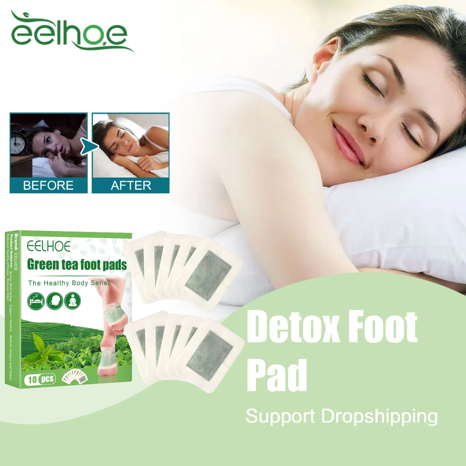 

EELHOE Detox Foot Patch Toxin Removal Relieve Muscle Fatigue Leg Anti Swelling Improve Sleep Quality Deep Cleansing Foot Plaster