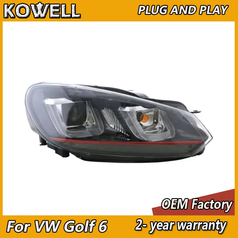 

KOWELL автомобильный Стайлинг для VW Golf 6 GTI фары 2009-2012 Golf MK6 головной фонарь DRL указатель поворота ближнего света линза проектора