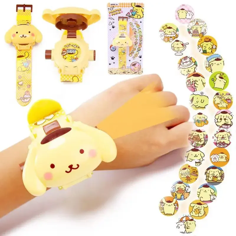 

Hot Sale Sanrio Series Projection Watch Pudding Dog Meredith Cartoon 24 Picture Foldable Watch Three Toy Watch Holiday Gift