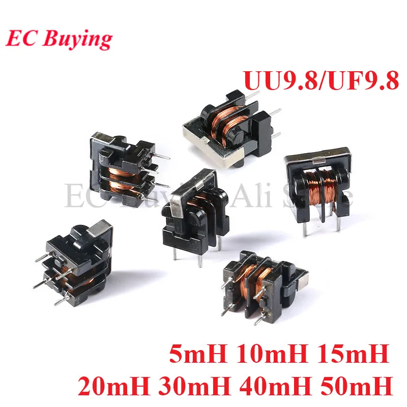 5pcs UU9.8 UF9.8 Common Mode Choke Inductor 5mH 10mH 15mH 20mH 30mH 40mH 50mH for Filter Inductance Pitch 7*8mm Copper Wire