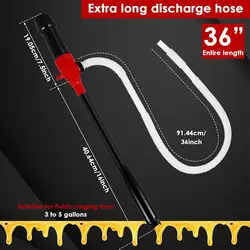 Portable Battery Operated Siphon Liquid Extractor Pump 8 Litres Per Minute Fuel Gas Transfer Suction Pumps 3FT Extra Long Hose