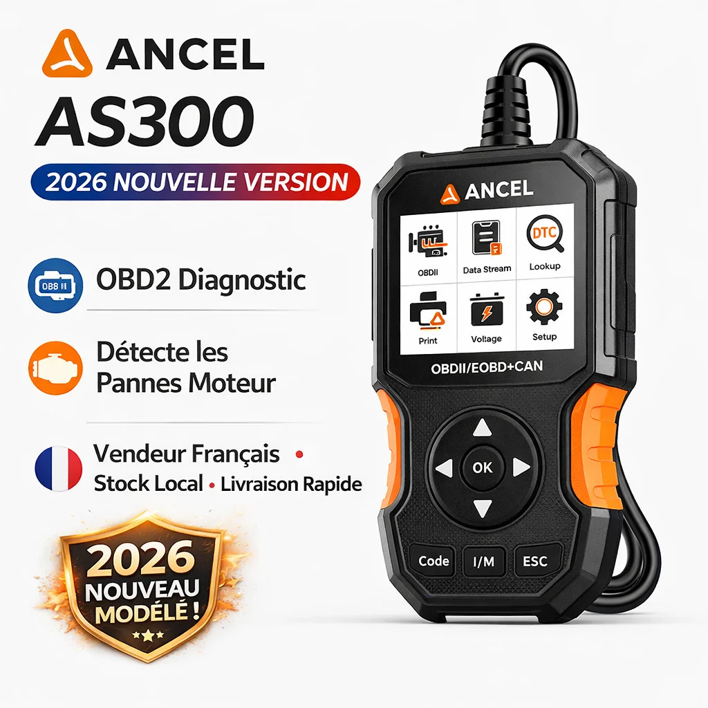 Lecteur de code moteur OBD2 ANCEL, outil de diagnostic de voyant de contrôle du moteur avec test de batterie, test de prêts I/M, test de capteur O2