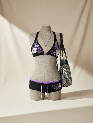 Vintage Flower print Cutie set Bikini 2000s Swimsuit Sexy Women Bathing Fashion Halter Strap Swimwear High Street Beach Female