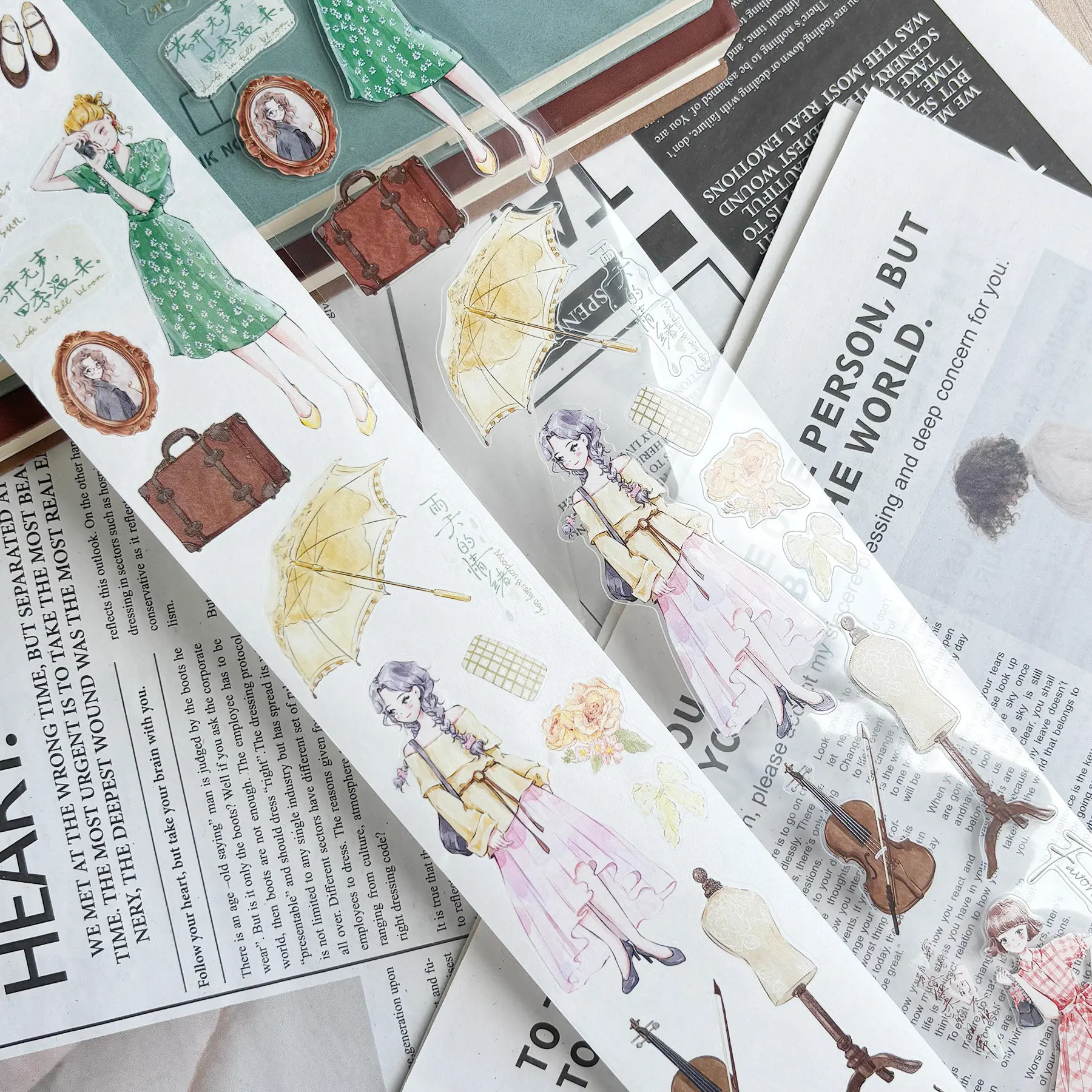 Zi Yuan Su Retro Lady Washi Paper & PET Die Cut Vintage Girl Fashion Decals Handmade Album Diary Handicraft Journal Supplies