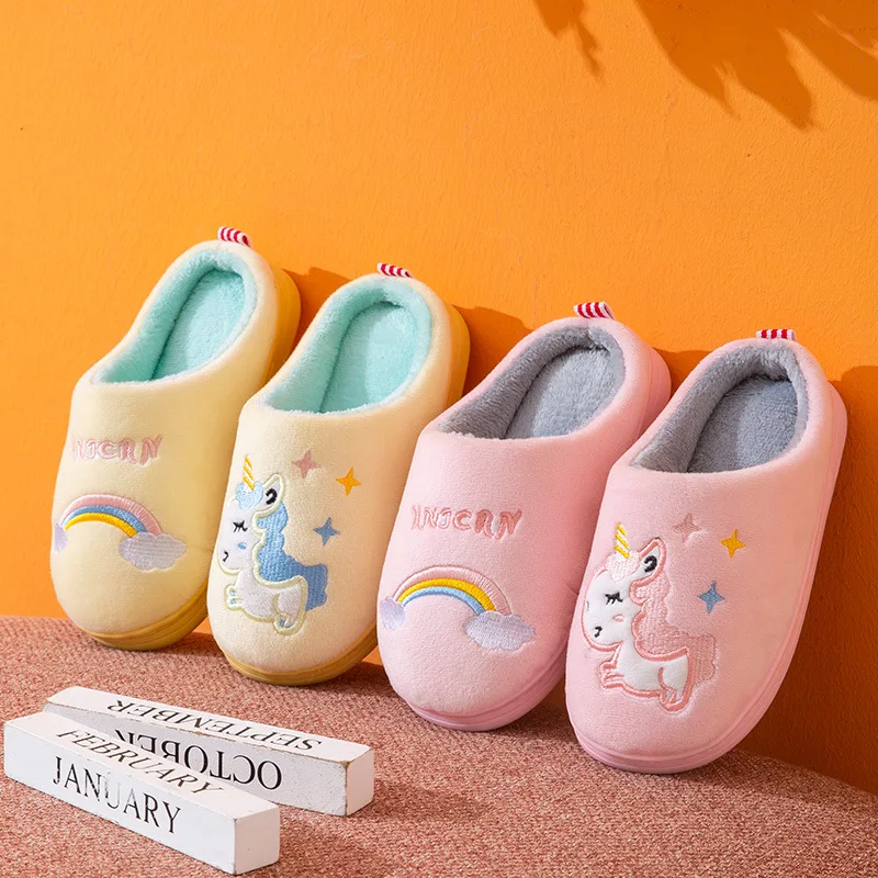 Baby Boys and Girls Children Warm Bun Head Parent-child Autumn and Winter Indoor Home Floor Cotton Slippers To Prevent Slipping