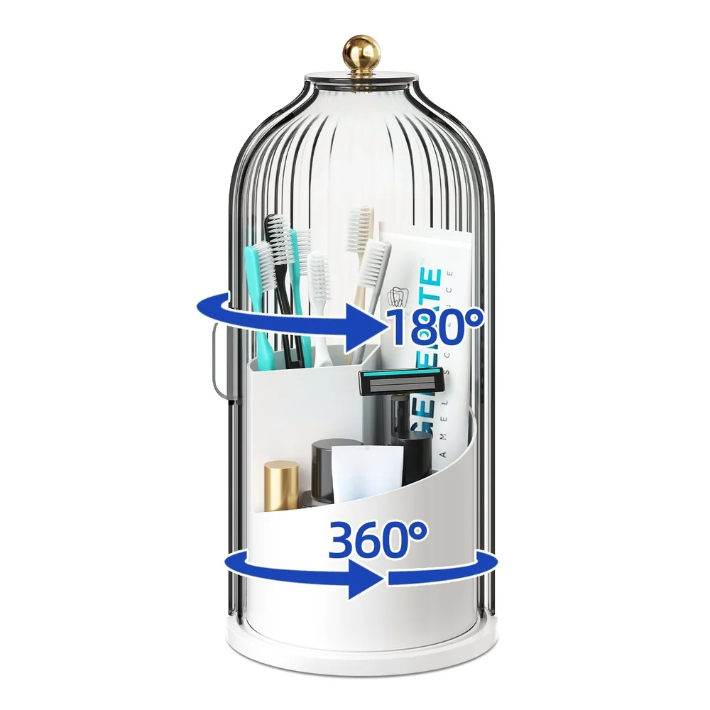 Dustproof Toothbrush Holders with Cover for Bathrooms Rotating Covered Tooth Brush Holder Dust Proof Plastic Makeup Brush Holder