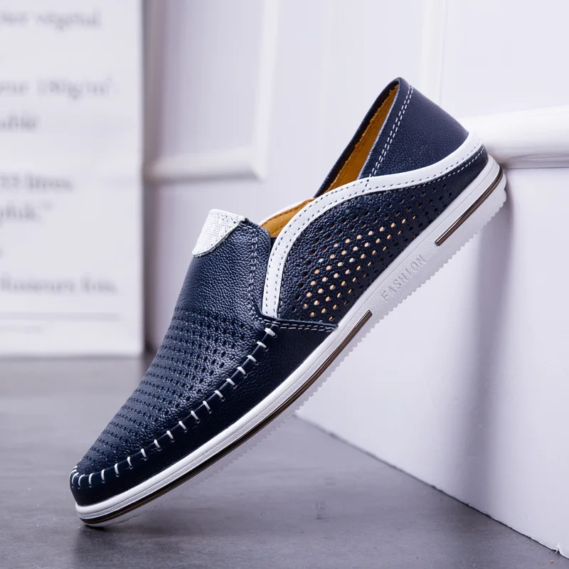 

Men's Breathable Moccasin New High Quality Summer hollow out Casual loafers Fashion classic driving shoes for men Zapatos Hombre
