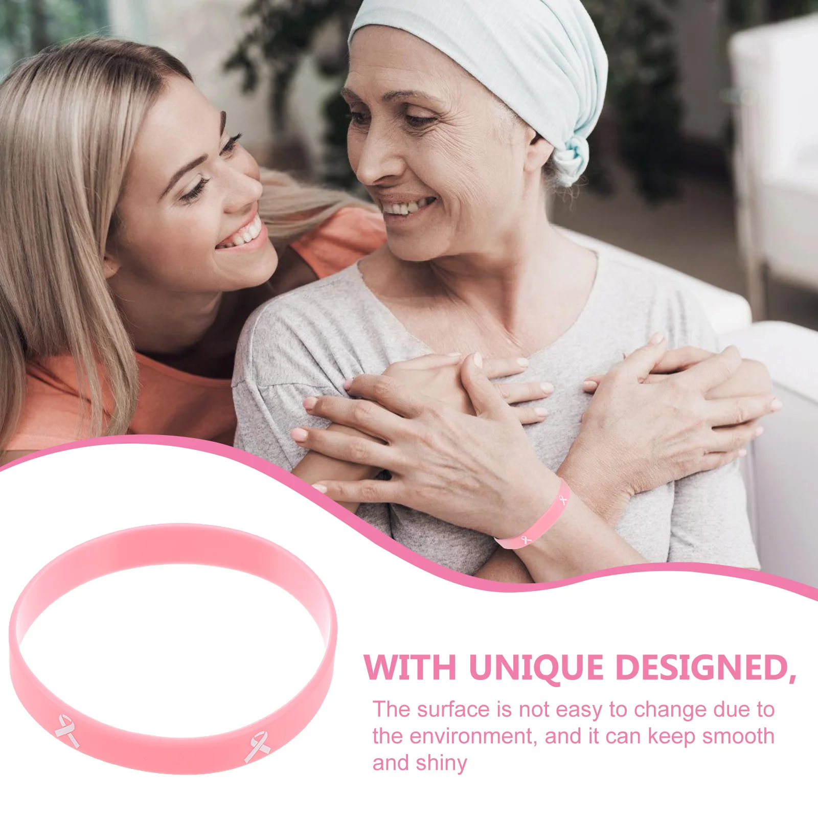 20 piezas pulsera para cáncer de mama pulseras de coraje correas de pulseras de conciencia personalizadas motivacionales de silicona rosa