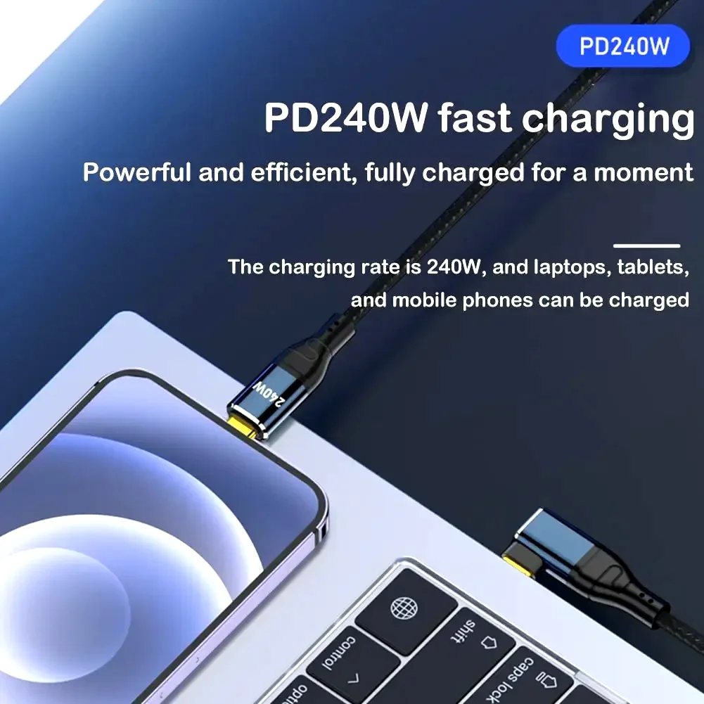 5A 240W PD Type C to USB C Charger Cable for MacBook Pro Elbow PD3.1 140W 100W QC4.0 Fast Charging Data Wire for Samsung Huawei - view 3