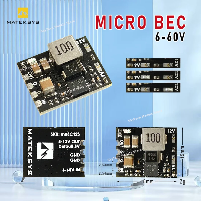 MATEK Mateksys MICRO BEC 6-60V PARA 5V/9V/12V-ADJ Módulo regulador abaixador para modelo RC FPV Racing