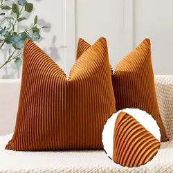1pc Pillow Covers  Velvet Striped Pattern - Soft Throw Pillows for Home Decor, Luxury Decorative Pillow Covers for Sofa, Bed