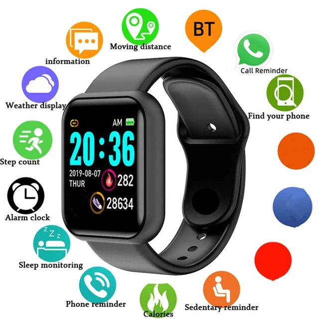 Męskie smartwatche z kolorowym ekranem Bluetooth Damska bransoletka fitness sportowa Monitor zdrowia i snu Elektroniczny zegar Smartwatch Alarm Y68