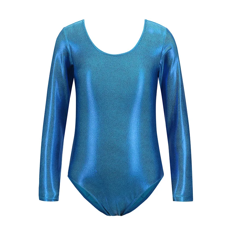 Gymnastics Leotards for Girls Kids Long Sleeve Dance Leotards Shiny Metallic Gymnastics Unitards Costumes Ballet Dance Outfit