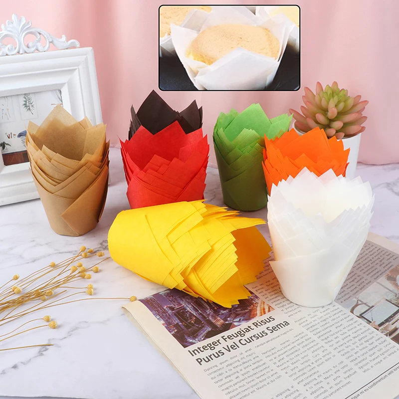 50Pcs Cupcake Wrapper Liners Muffin Tulip Case Cake Paper Baking Cup Decor