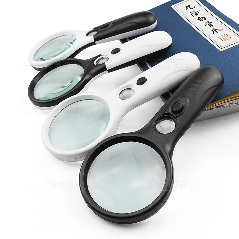 

3lED light Jewelry appreciation reading magnifying glass 4 colors optional 6902AB child female 45X double mirror 75MM