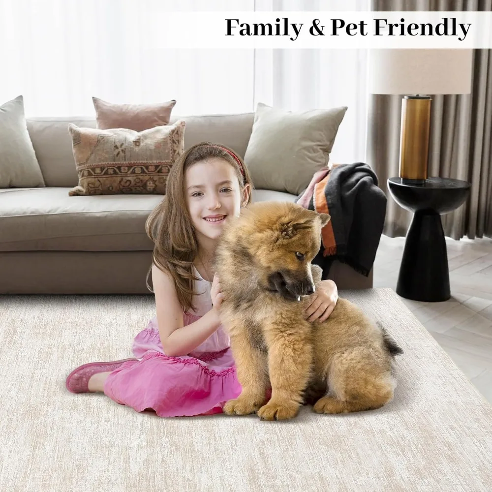 سجادة منطقة غرفة المعيشة من RUGSREAL مقاس 9 × 12، سجادة قابلة للغسل في الغسالة، سجادة غير قابلة للانزلاق ومقاومة للبقع، سجادة غرفة نوم تجريدية حديثة معاصرة #5