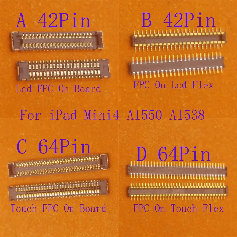 1-10Pcs Touch TP Digitizer Lcd Display Screen Flex Cable Board FPC Connector Plug For Ipad Mini4 Mini 4 A1538 A1550 42 64 Pin
