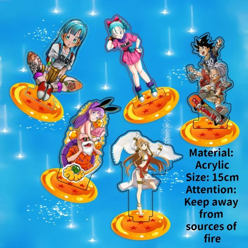 Настольная акриловая фигурка (15 см) по мотивам Dragon Ball: Мастер Роши, Асуна, Бульма. Сделано своими руками. Аниме-декор для рабочего стола, подарок для фанатов.
