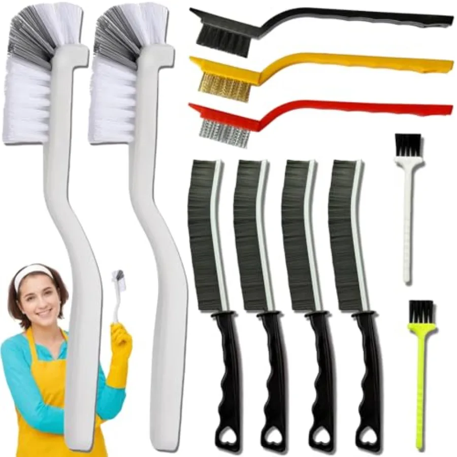 

11Pcs Crevice Cleaning Brush, Gap Cleaning Brush with Long Handle, Small Gap Cleaning Brush for Bathroom Kitchen Toilet Water C