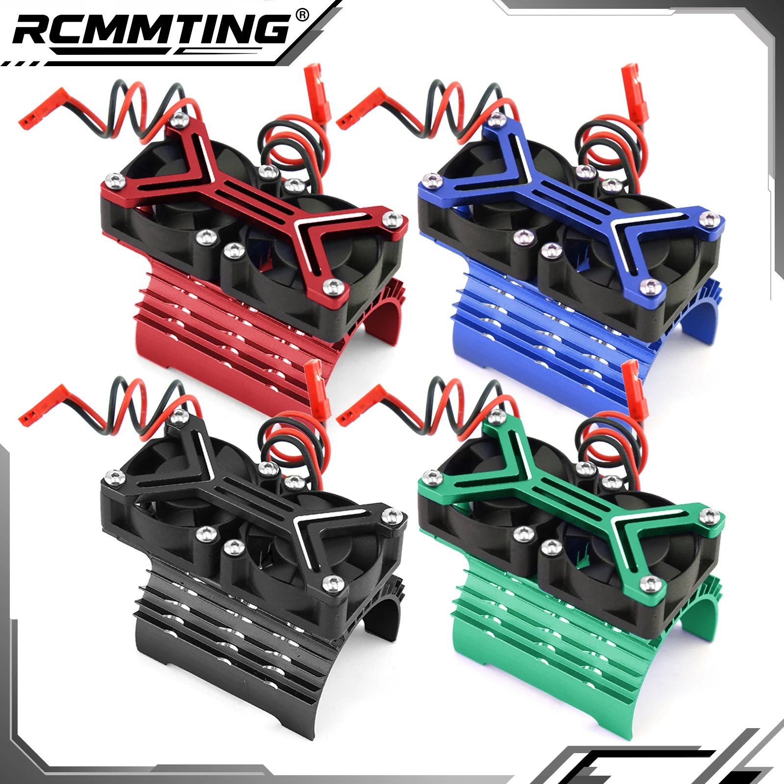 

RCMMTING 20000rpm Dual Cooling Fan Motor Heat Sink for 1/7 1/8 Arrma Traxxas RC Car Motor 36mm/40-42mm Motor Heatsink & Dual Fan