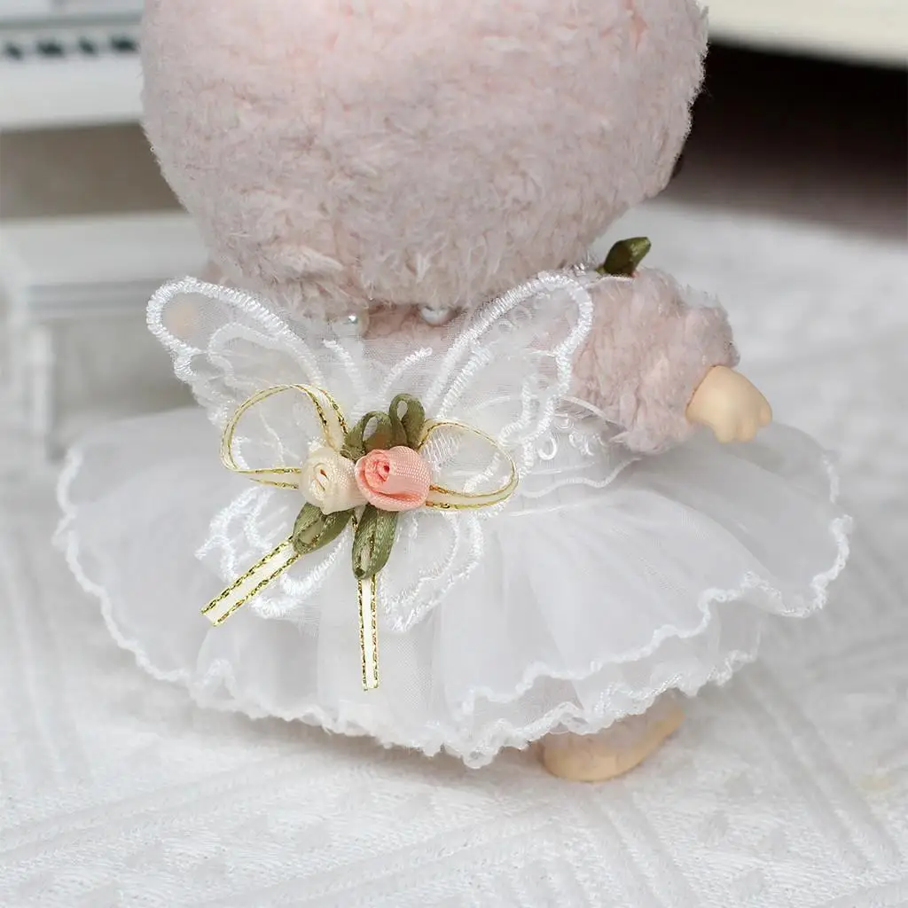 Mini robe de princesse papillon en peluche, vêtements de course, tenue Kpop, accessoires coréens, idole Exo Labubu, cadeau de vêtements, 17cm