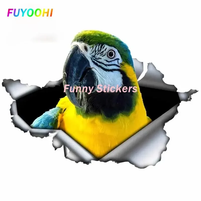 

FUYOOHI Play Stickers Personality PVC Decal Torn Metal Parrots Car Sticker on Motorcycle Laptop Decorative Accessories