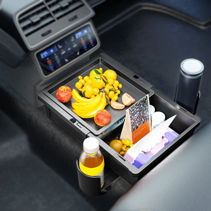 Adjustable Car Seat Gap Armrest Storage Box With Tissue Holder Universal Car Interior Storage Organizer Auto Accessories