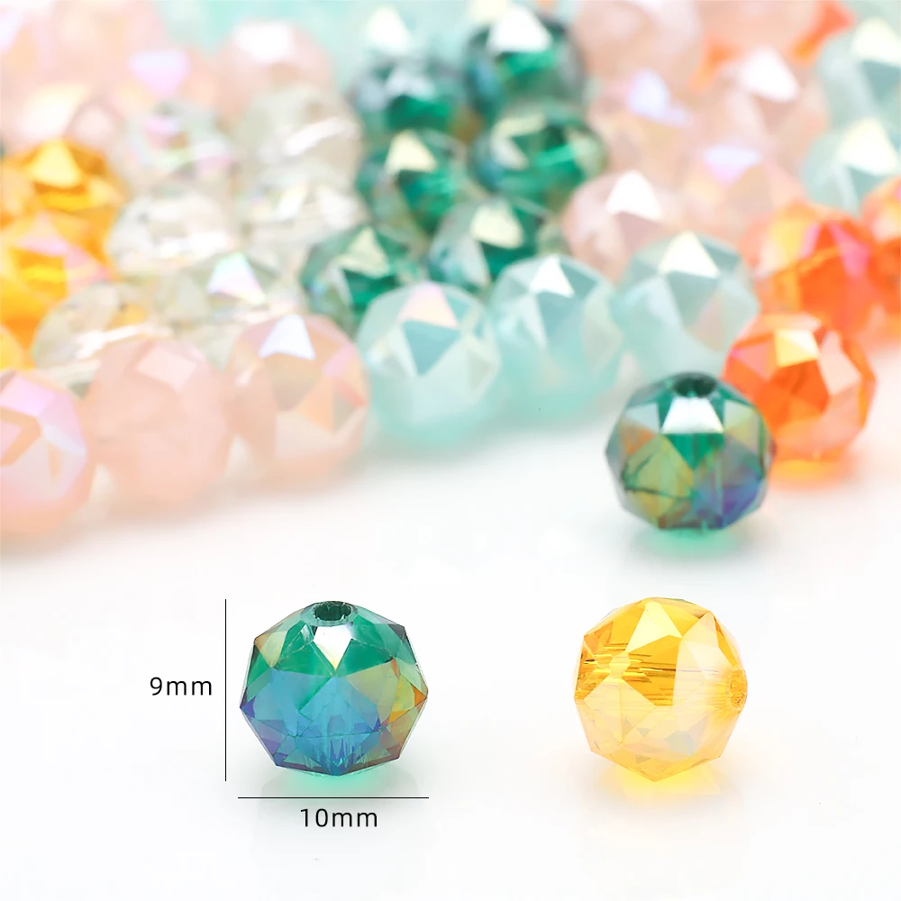 36pcs 8mm Multi-Cut Crystal Glass Disoc Ball Beads Faceted Round Loose Spacer Crafts for DIY Jewelry Making Phone Chains