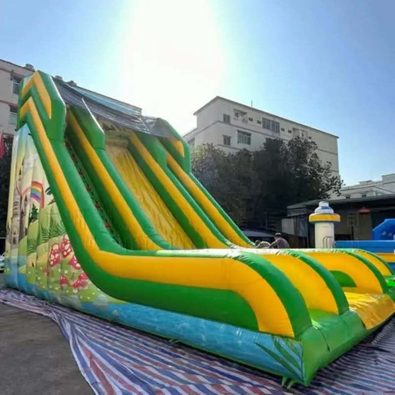 Inflatable slide large land slide dry bouncy slide commercial Slide climbing wall with a blower