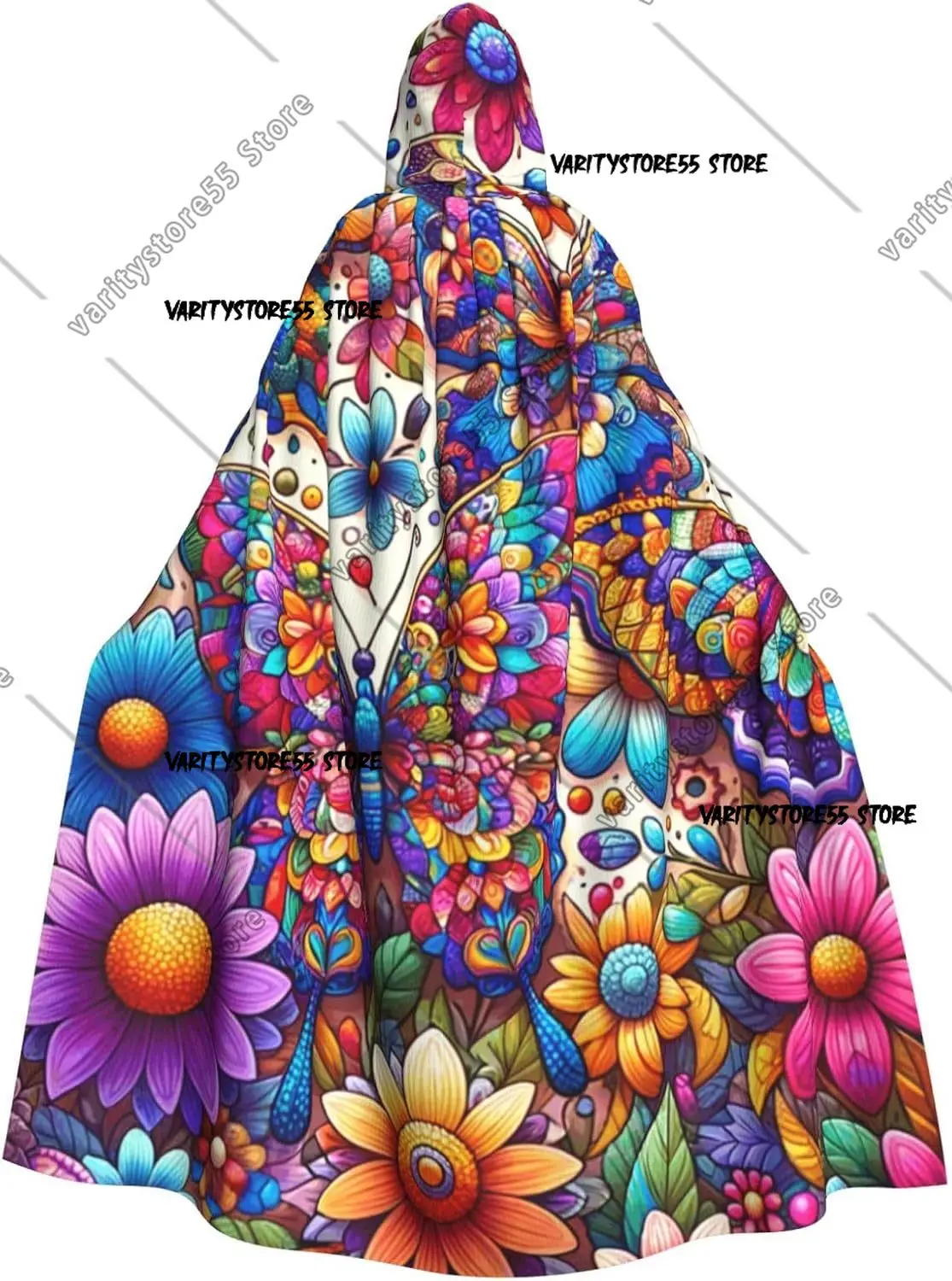 

Сияющие бабочки цветы взрослая ведьма накидка с капюшоном Хэллоуин костюм плащ с капюшоном