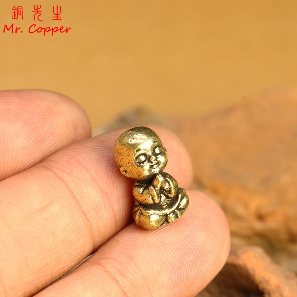 تماثيل صغيرة من النحاس على شكل راهب صغير زينة مكتبية منظر طبيعي مصغر تمثال بوذا صغير ديكور منزلي إكسسوارات حرفية - 5