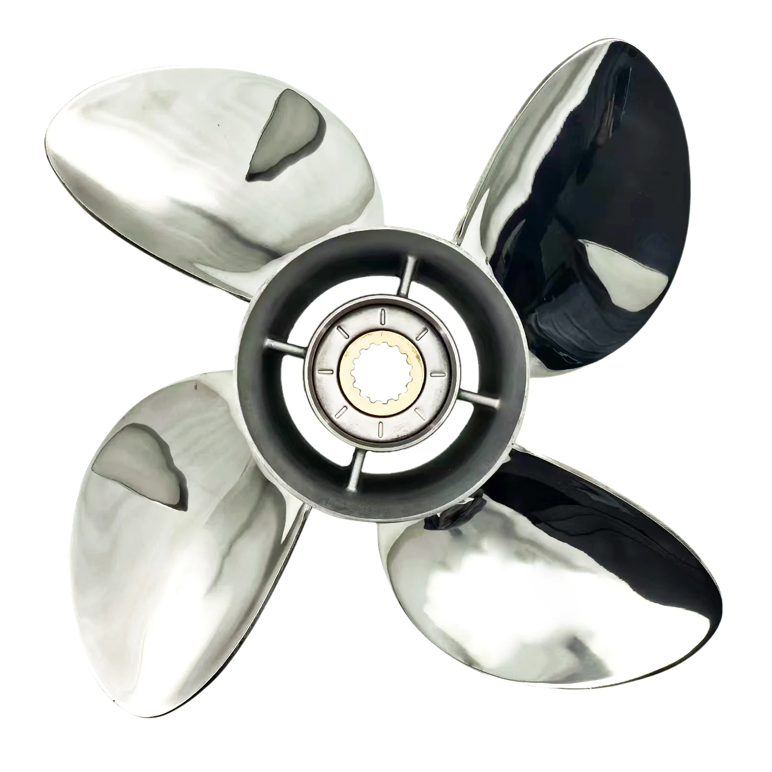 Outboard 4 Blades Stainless Steel Boat Propeller for Yamaha 50 70 75 80 90 100 F115 125 130 Outboard Engine Prop 13 1/4 x15