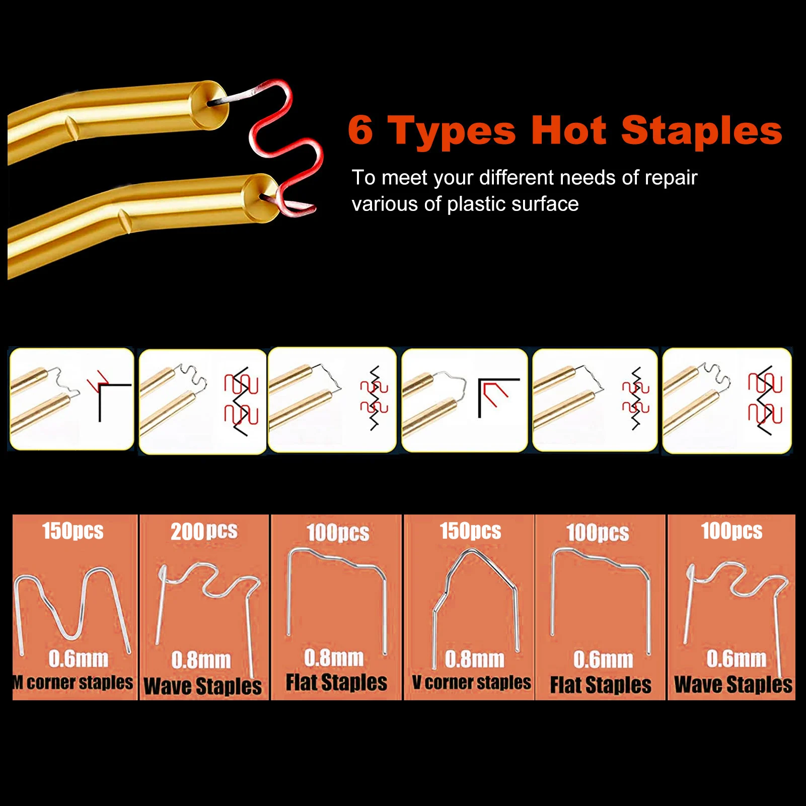 150W Zgrzewarka do plastiku 2 w 1 Zszywacz na gorąco 800 SZTUK Zszywacz na gorąco 10 sztuk PP Plastikowe pręty spawalnicze Szczypce Zestaw naprawczy
