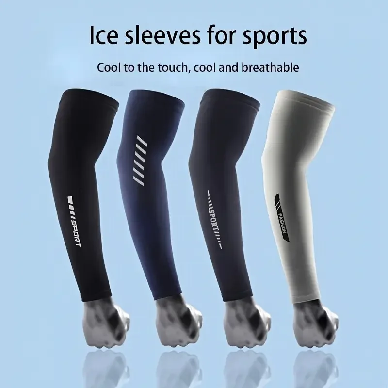 Ice Silk Sleeve UV Protection Cycling Sleeve Cooling Breathable Arm Sleeves Men Women Outdoor Sports Anti-Slip Cycling Sleeves