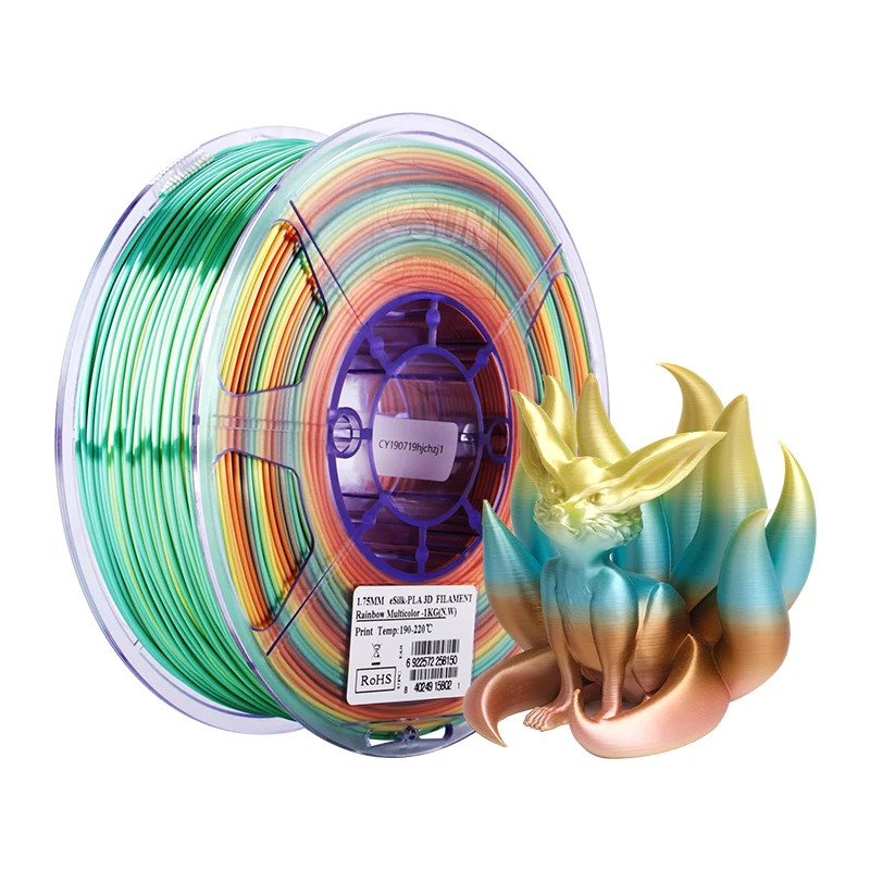 eSUN Rainbow Silk PLA Filament 1.75mm Rainbow Silk Filament For 3D Printer 1KG Printing Material Silk 3D Printer Filament