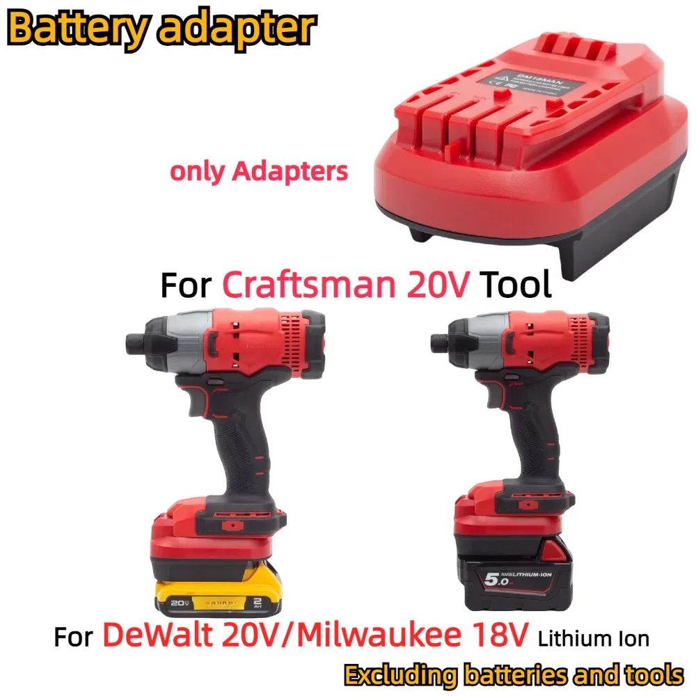 

Adapter/Converter For DeWalt 20V/For Milwaukee 18V Li-ion Battery TO Craftsman 20V Cordless Drill Tools accessory (Only Adapter)