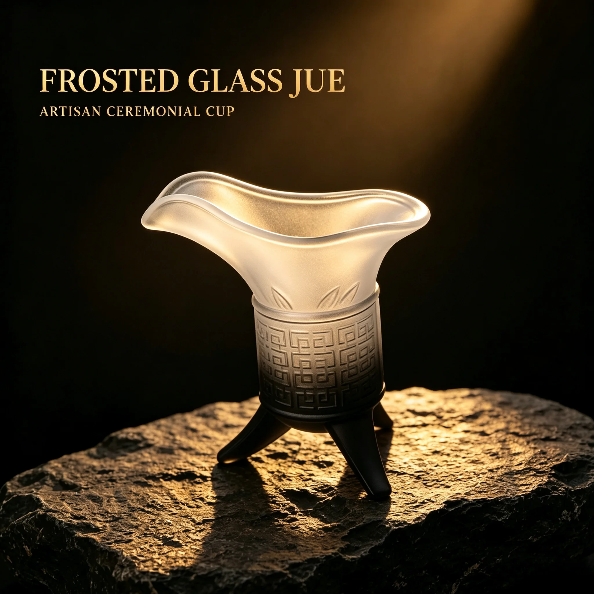 Ancient‑style Emperor Wine Cup Frosted Gradient Green Imperial Cup Creative Imitation‑Ancient Jue Cup Glass Water Latte Cup