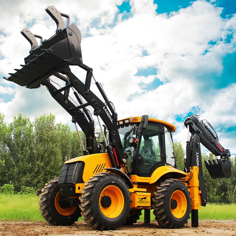 Multi-função 4wd fora de estrada carregamento trator alta potência retroescavadeira epa/euro 5 todo terreno escavadeira personalizada