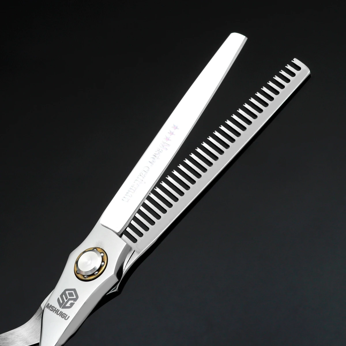 

MSHUIGU 6-Inch Professional Barber Scissors Multifunctional Thinning Shears Reversible Teeth 440C Steel for Family Haircuts