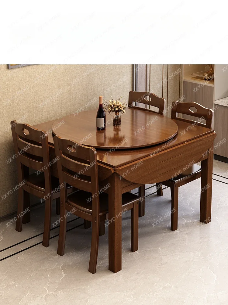 Mahjong Table Dining Table Dual-Use Multifunctional Solid Wood Foldable round Table Mahjong Machine
