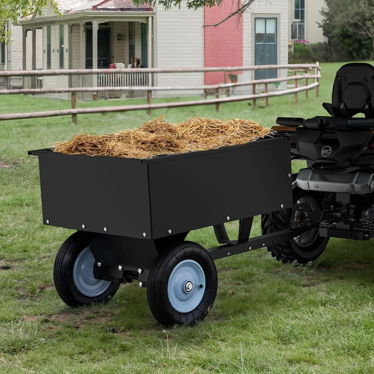 YINTATATATEone-Chariot à benne basculante avec roues pour tracteur de pelouse et RL UTV, capacité de 350lb