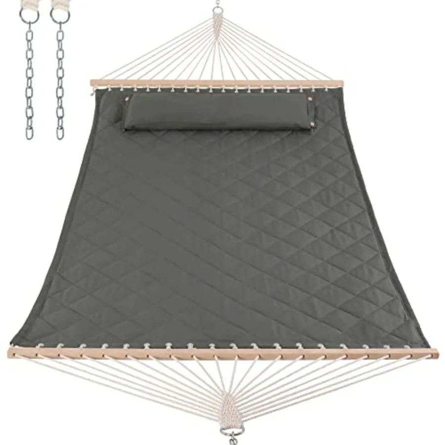 

Гамак с распорными стойками и съемной подушкой, стеганый, для улицы и дома, грузоподъемность 450 фунтов, серый