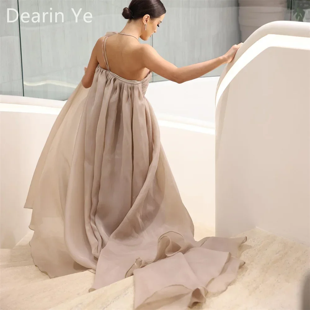 Dearin-パーソナライズされたウエディングドレス,フォーマルなイブニングドレス,裸の肩,地面の長さ,オープンバック,折りたたみ式,レイヤードチュール,ノースリーブ,チュール