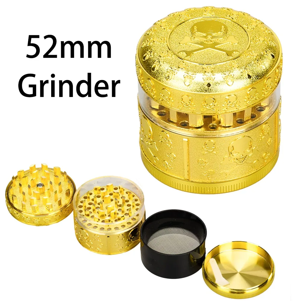 

Premium Gold Skull 4 Layer Metal Grinder 52mm Manual Spice Crusher Holiday Gift For Men Smoke Accessories