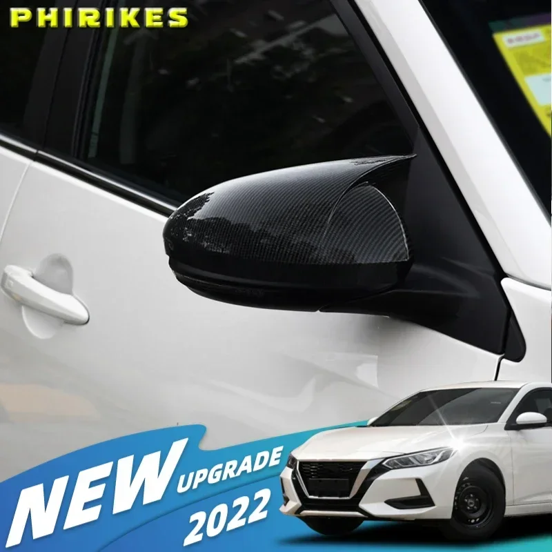 

ABS Carbon Fiber Car Side Mirror Cover Horn Style Mirror Shell Cap Suitable for Nissan Sylphy/Sentra 2020 2021 Models